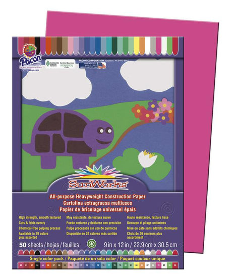 SunWorks® Construction Paper, 9" x 12" Hot Pink