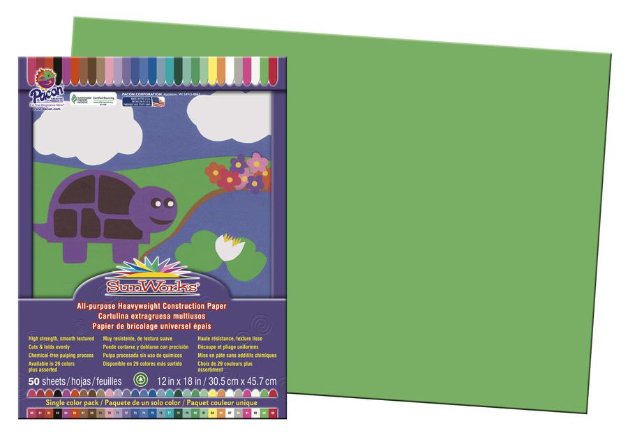 Prang 12 x 18 Construction Paper Bright Green 50 Sheets/Pack (P9607-0001)