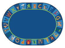 A to Z Animals Alphabet Circle Time Classroom Rug, 6'9" x 9'5" Oval