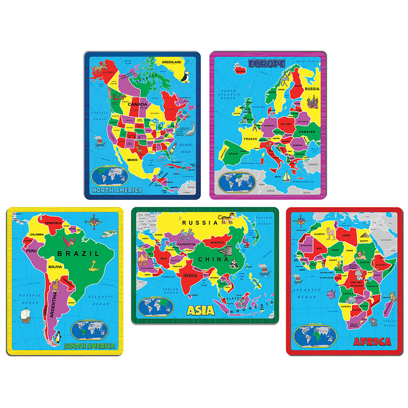 Continent Puzzle Combo Pack (171 Pieces in 5 Puzzles)