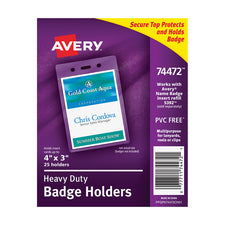 Avery® Heavy-Duty Badge Holders, Pack of 25 (Portrait)