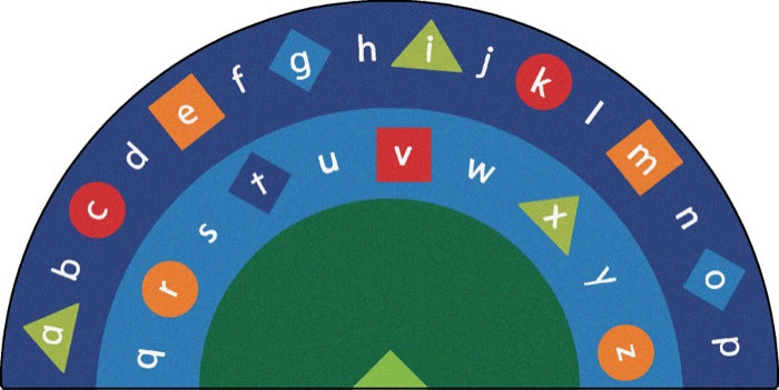 Alphabet & Shapes Classroom Circle Time Rug, 6'8" x 13'4" Semi-Circle