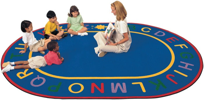 Alphabet Classroom Circle Time Rug, 8'3" x 11'8" Oval