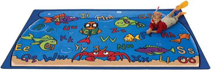 Alphabet Aquarium Classroom Carpet, 4'5" x 5'10" Rectangle