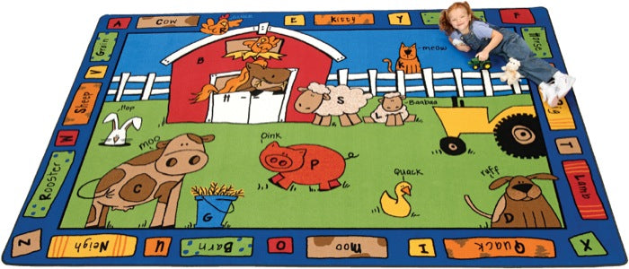 Alphabet Farm Classroom Rug, 8'4" x 11'8" Rectangle