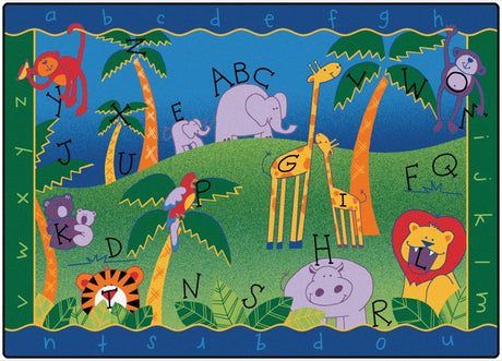 Alphabet Jungle Classroom Rug, 4'5" x 5'10" Rectangle