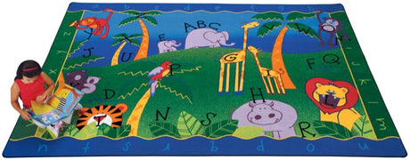 Alphabet Jungle Classroom Rug, 4'5" x 5'10" Rectangle