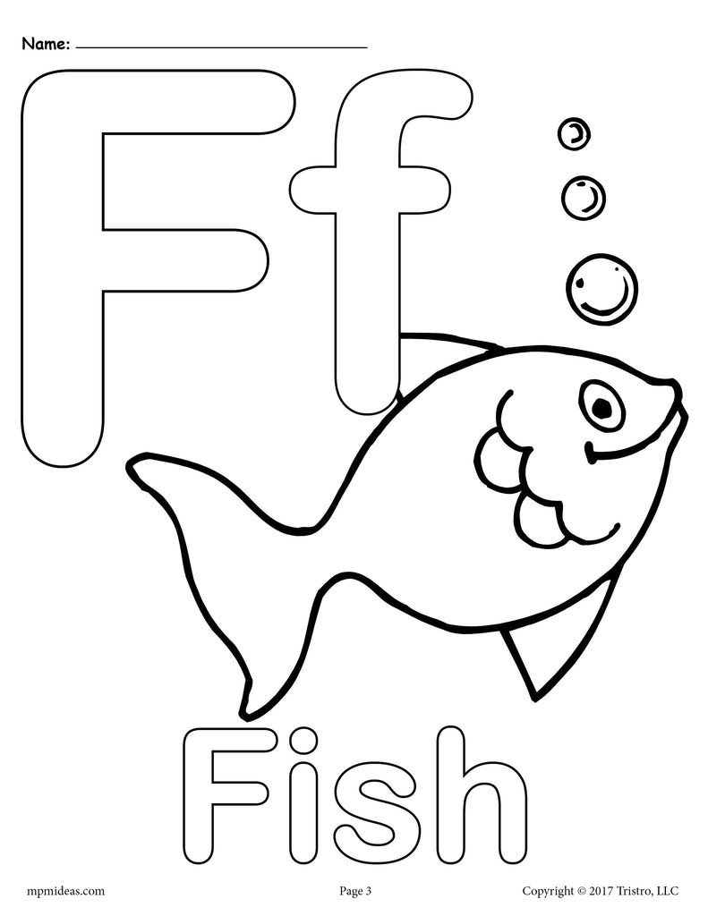 Letter F Alphabet Coloring Pages - 3 Printable Versions!