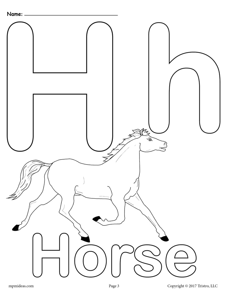 Letter H Alphabet Coloring Pages - 3 Printable Versions!
