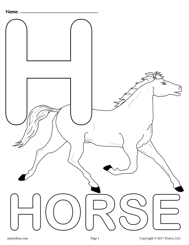 Letter H Alphabet Coloring Pages - 3 Printable Versions!