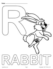 Letter R Alphabet Coloring Pages - 3 Printable Versions!