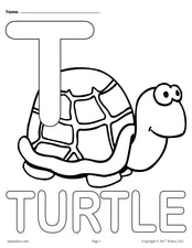 Letter T Alphabet Coloring Pages - 3 Printable Versions!