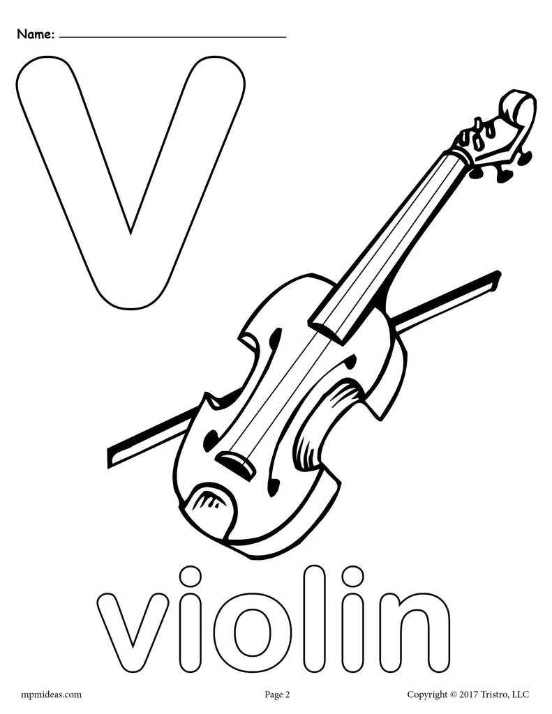 Letter V Alphabet Coloring Pages - 3 Printable Versions!