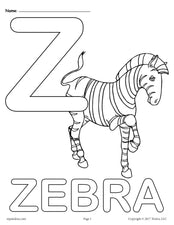Letter Z Alphabet Coloring Pages - 3 Printable Versions!
