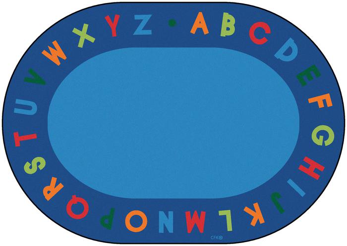 Alphabet Circle Time Classroom Carpet, 6' x 9' Oval