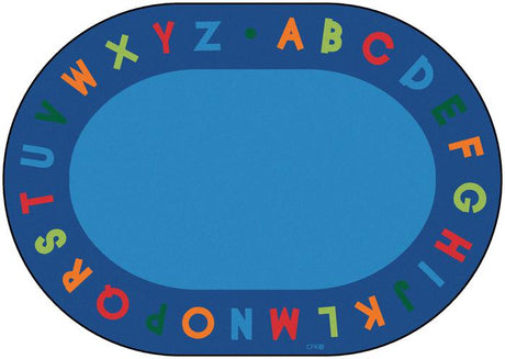 Alphabet Circle Time Classroom Carpet,  8'3" x 11'8" Oval