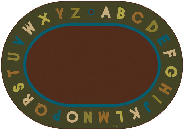 Nature Alphabet Circle Time Classroom Rug, 8'3" x 11'8" Oval