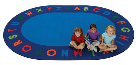 Alphabet Circle Time Classroom Carpet,  8'3" x 11'8" Oval