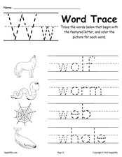 Letter W Words - Alphabet Tracing Worksheet
