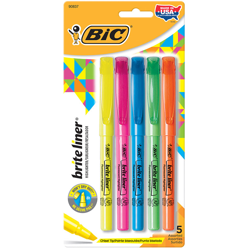 BIC Bright Liner Highlighters 5Pk Assorted