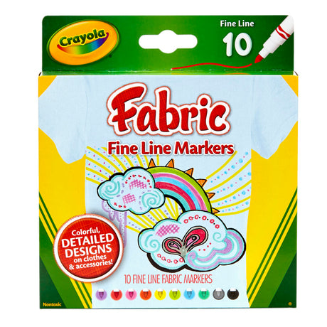 Crayola Fine Line Fabric Markers 10 Colors