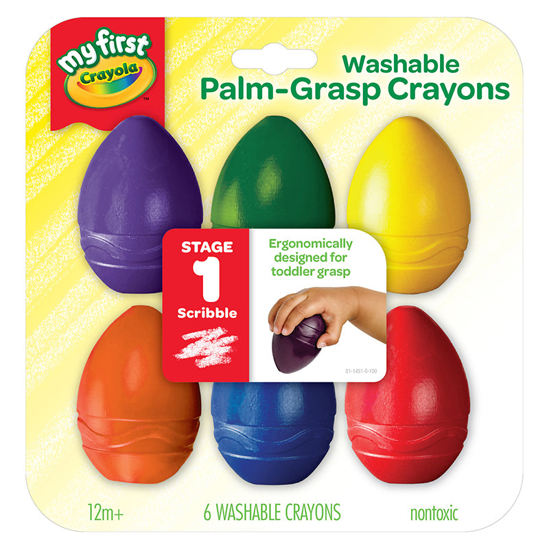 My First Crayola Washable Palm-Grasp Crayons, 6 Pack 