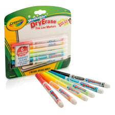 Crayola Washable Fine-Line DryErase Markers, 6 Color Assortment