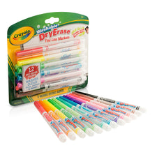 Crayola Washable Fine-Line DryErase Markers, 12 Color Assortment