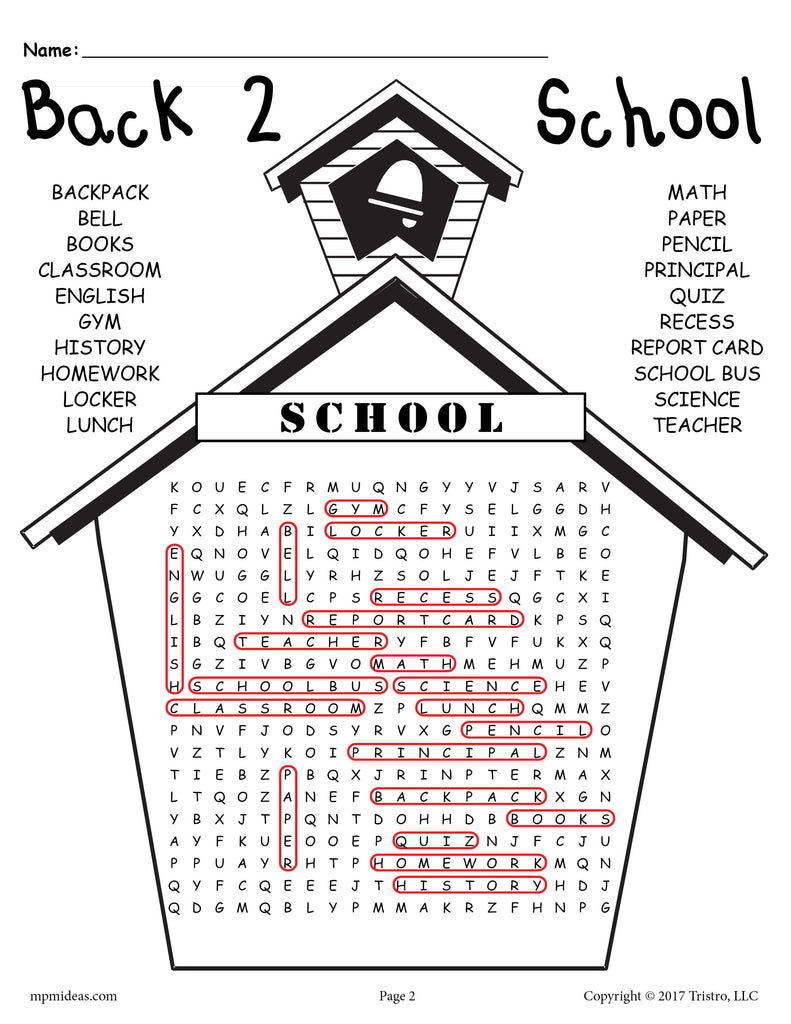 Printable Back-to-School Word Search!