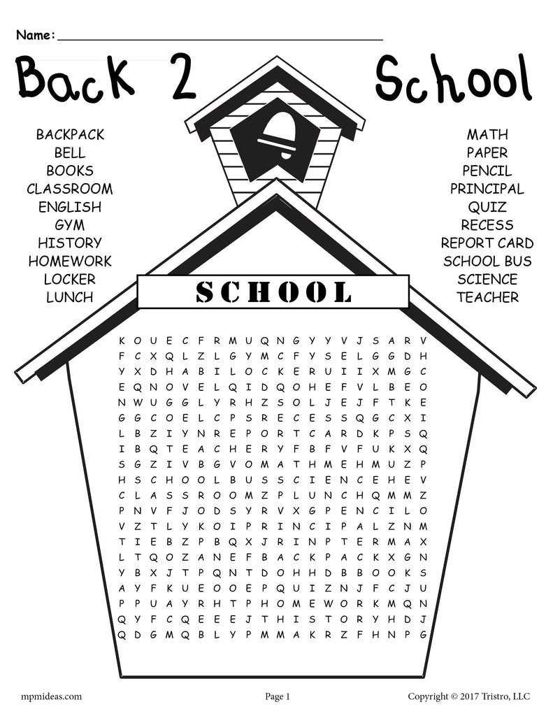 FREE Printable Back-to-School Word Search!