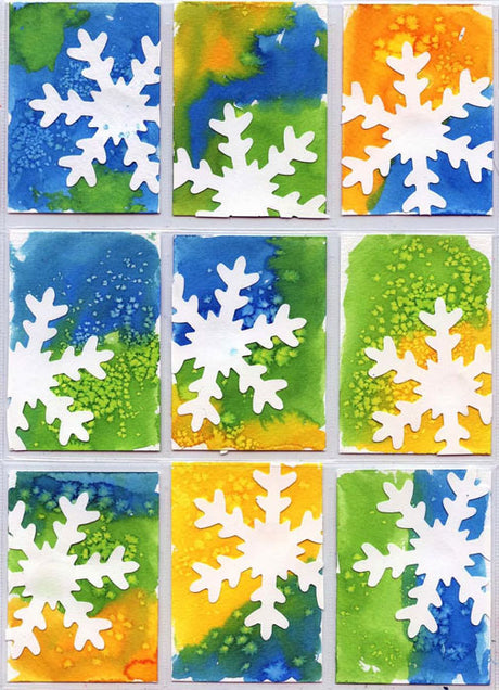 Beautiful Salt + Watercolor Winter Snowflake Art Project for Kids!