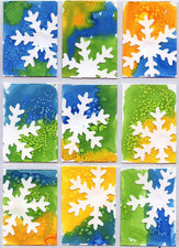 Beautiful Salt + Watercolor Winter Snowflake Art Project for Kids!