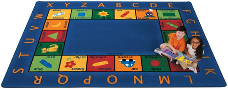 Bilingual Alphabet Classroom Circle Time Rug, 5'10" x 8'4" Rectangle