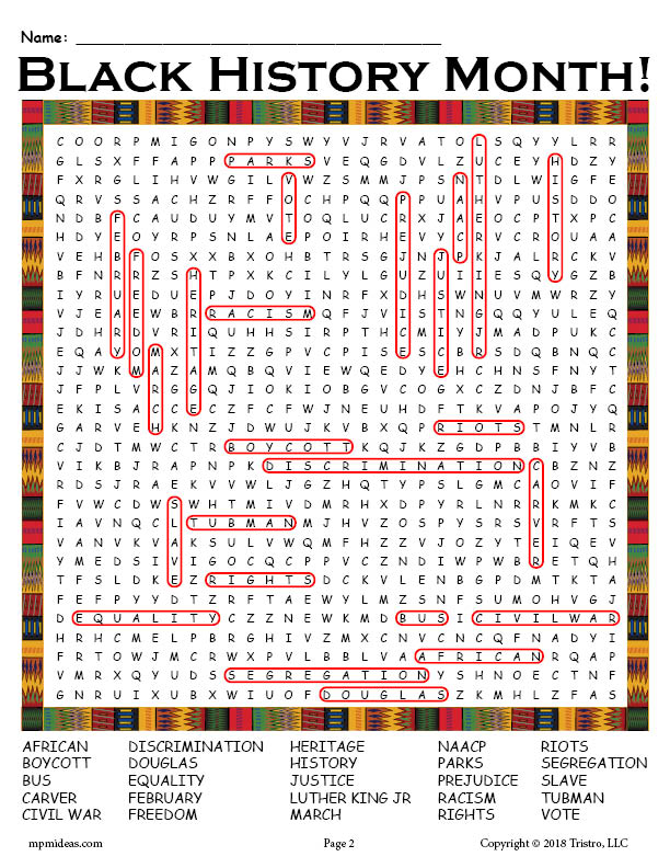 Printable Black History Month Word Search!
