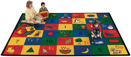 Blocks of Fun Alphabet & Numbers Classroom Rug, 8'4" x 11'8" Rectangle
