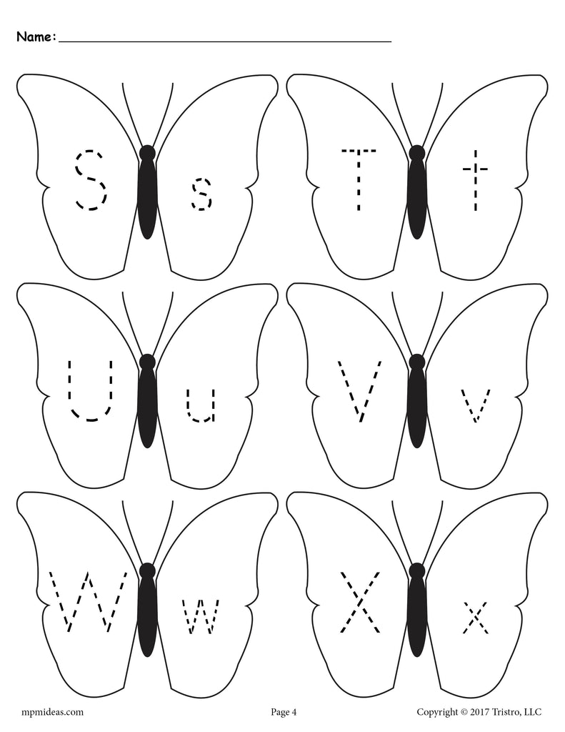 Spring Butterflies Uppercase and Lowercase Letters A-Z and Numbers 1-20 Tracing Worksheets!