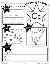 FREE Letter C Worksheet: Tracing, Coloring, Writing & More!