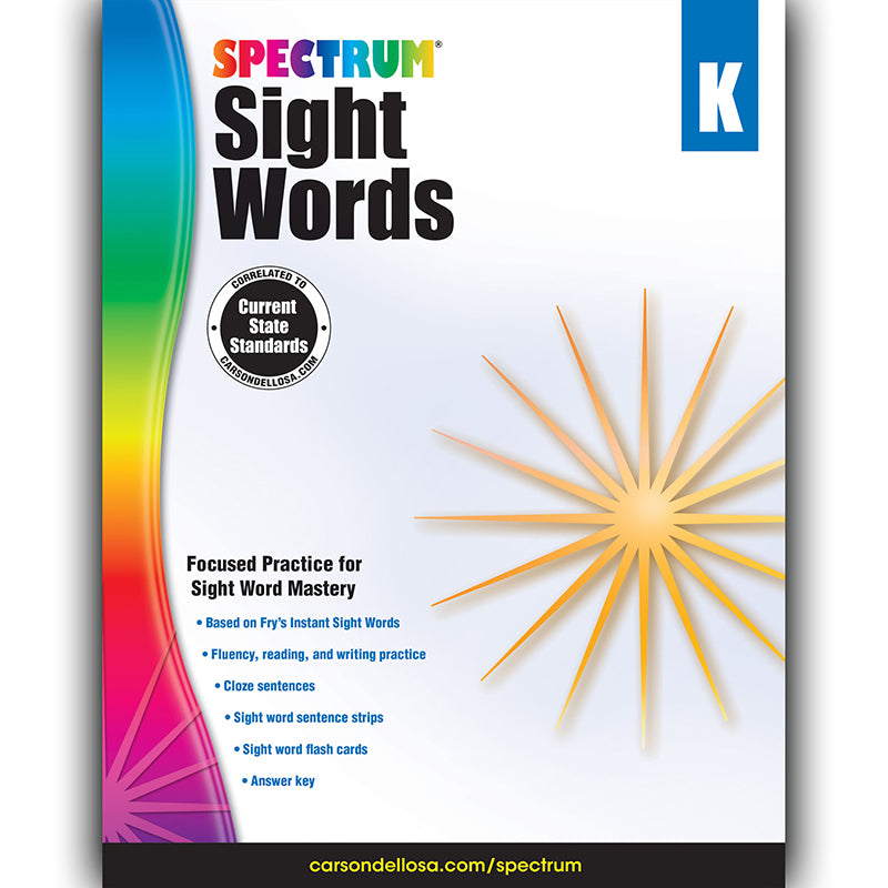 Spectrum Sight Words Workbook, Grade K