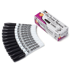 Pocket Style Dry Erase Markers, 12 Black  