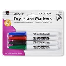 Bullet Tip Dry Erase Markers, Set of 4