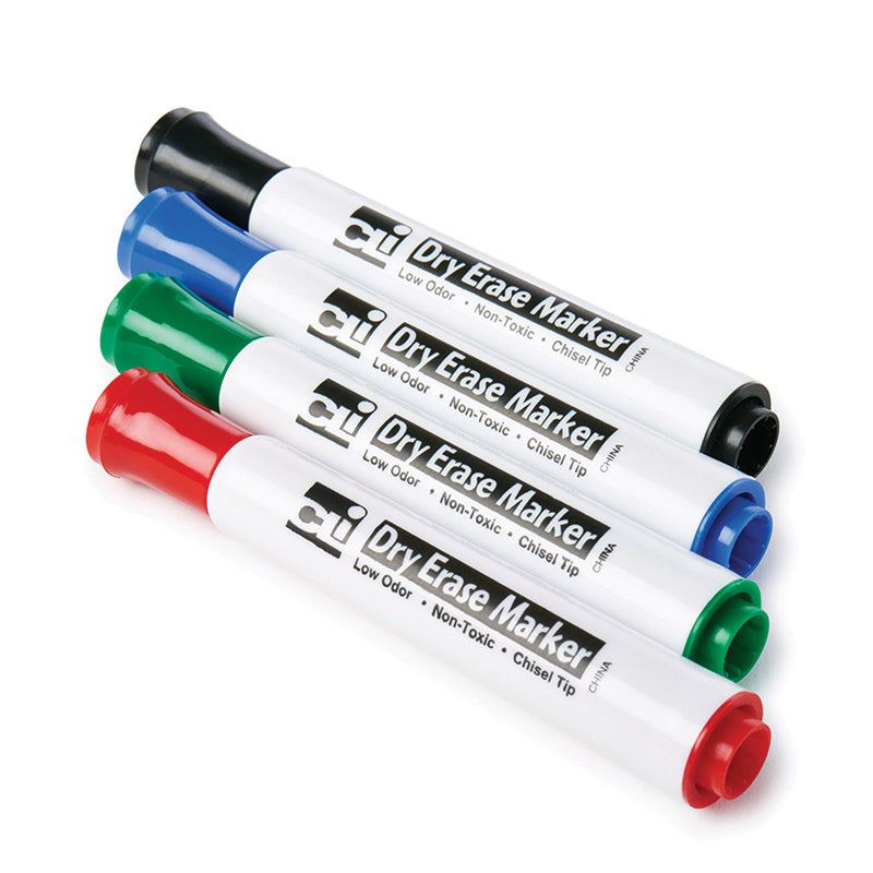 Barrel Style Dry Erase Markers, 4 Pack