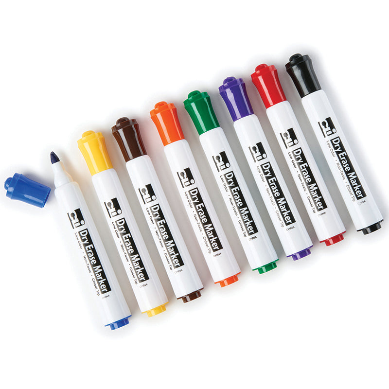Barrel Style Dry Erase Markers, 8 Assorted
