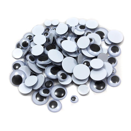 Wiggle Eyes, Assorted Round Sizes, Black