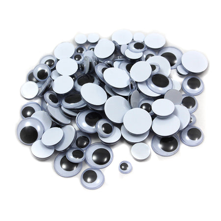 Peel & Stick Wiggle Eyes Assorted 7mm To 15mm - 100/Pkg - Kat Scrappiness