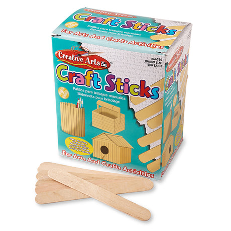 Natural Jumbo Craft Sticks, 500 Per Box