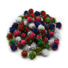 Pom-Poms, 1/2" Assorted Glitter Colors