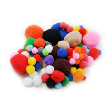Pom-Poms, Assorted Sizes & Colors, 100 Pieces
