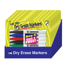 Bullet Tip Dry Erase Markers, Set of 5 Assorted - 12 Count