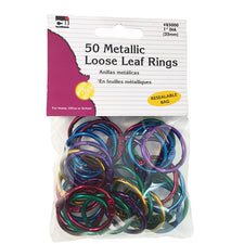 50 Metallic Loose Leaf Rings, Assorted Colors