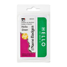 Name Badges, Green "Hello"